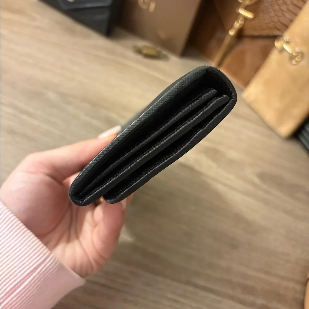 PRADA Black Leather Continental Wallet
